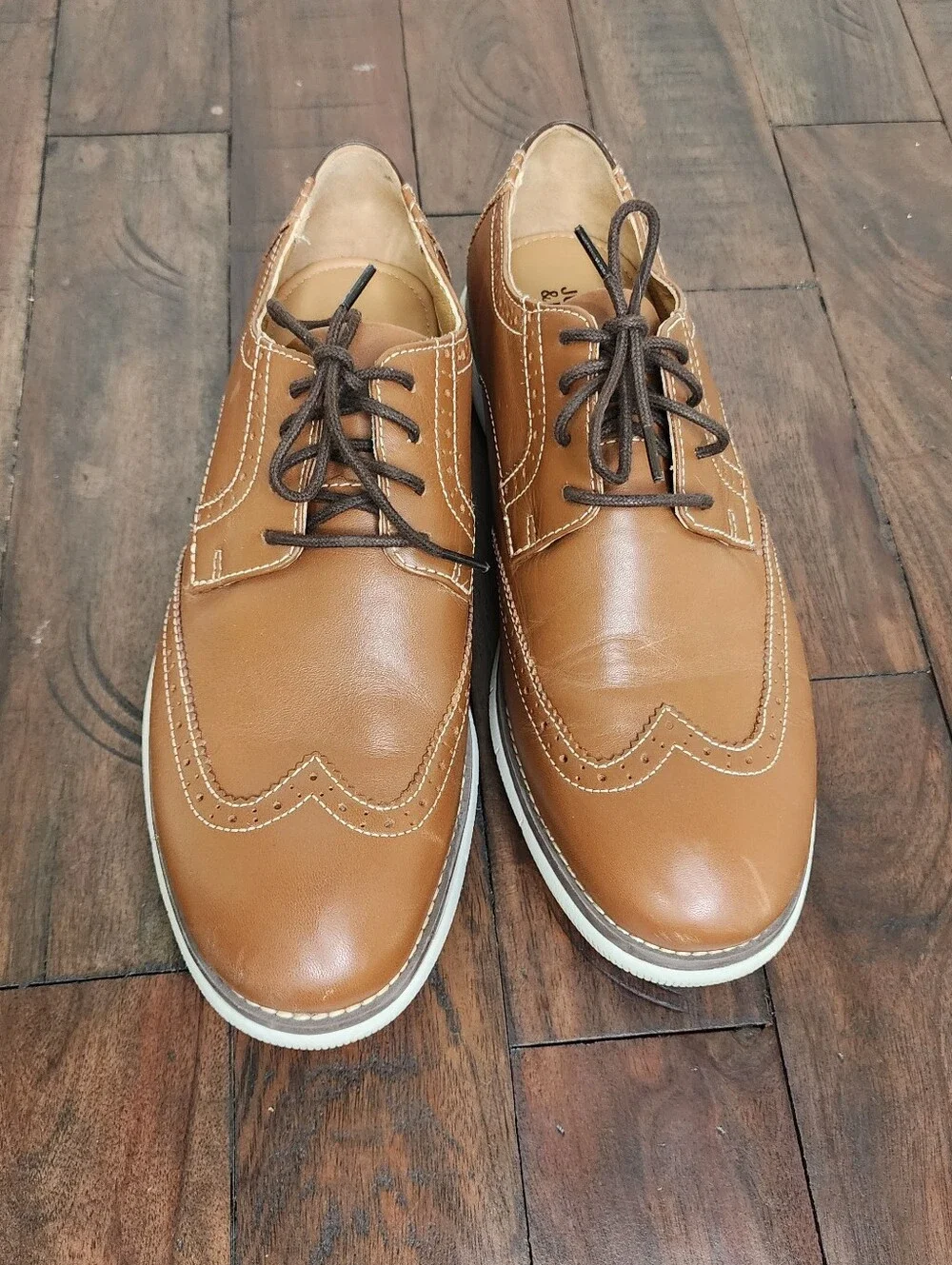 Johnston & Murphy Boys Brown Leather Wingtip Oxford BK Holden Dress Shoes Sz6